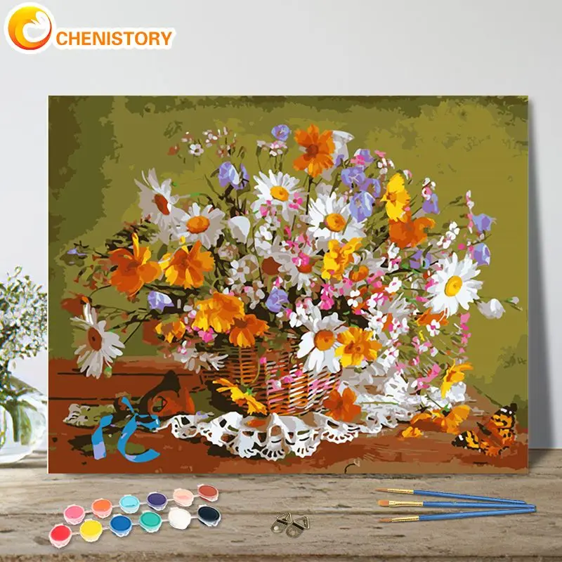 

CHENISTORY Paint By Number Flowers In Vase Kits Home Decoration Pictures Painting By Number Handpainted Home Decor Art Gift