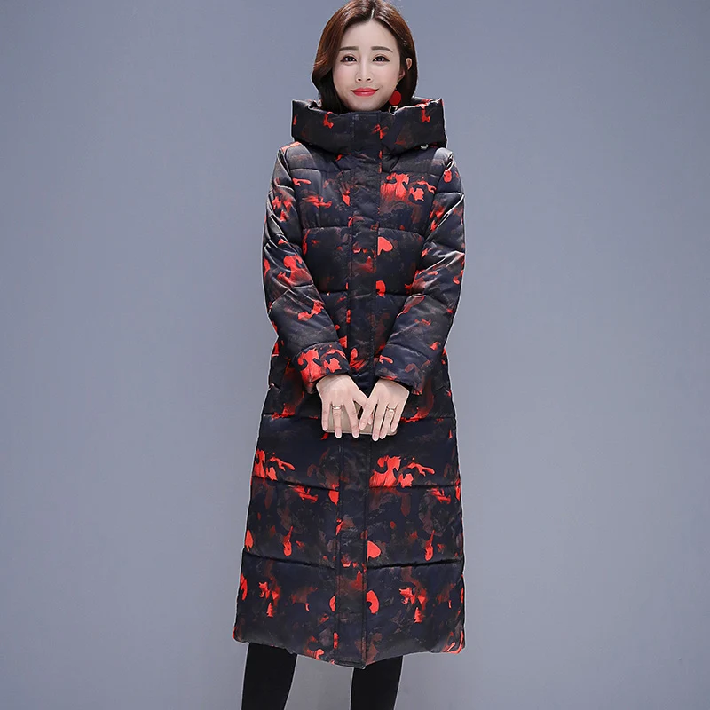 Новая женская зимняя куртка с камуфляжным принтом Женские пальто капюшоном