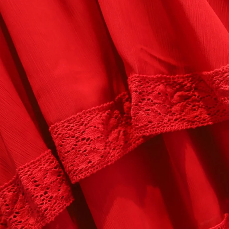 

Summer Women Clothes Mini Lace Dress Half Neck Short Sleeve Pleated Dresses Large Plus Size 4XL Vintage Black Red Party Vestidos