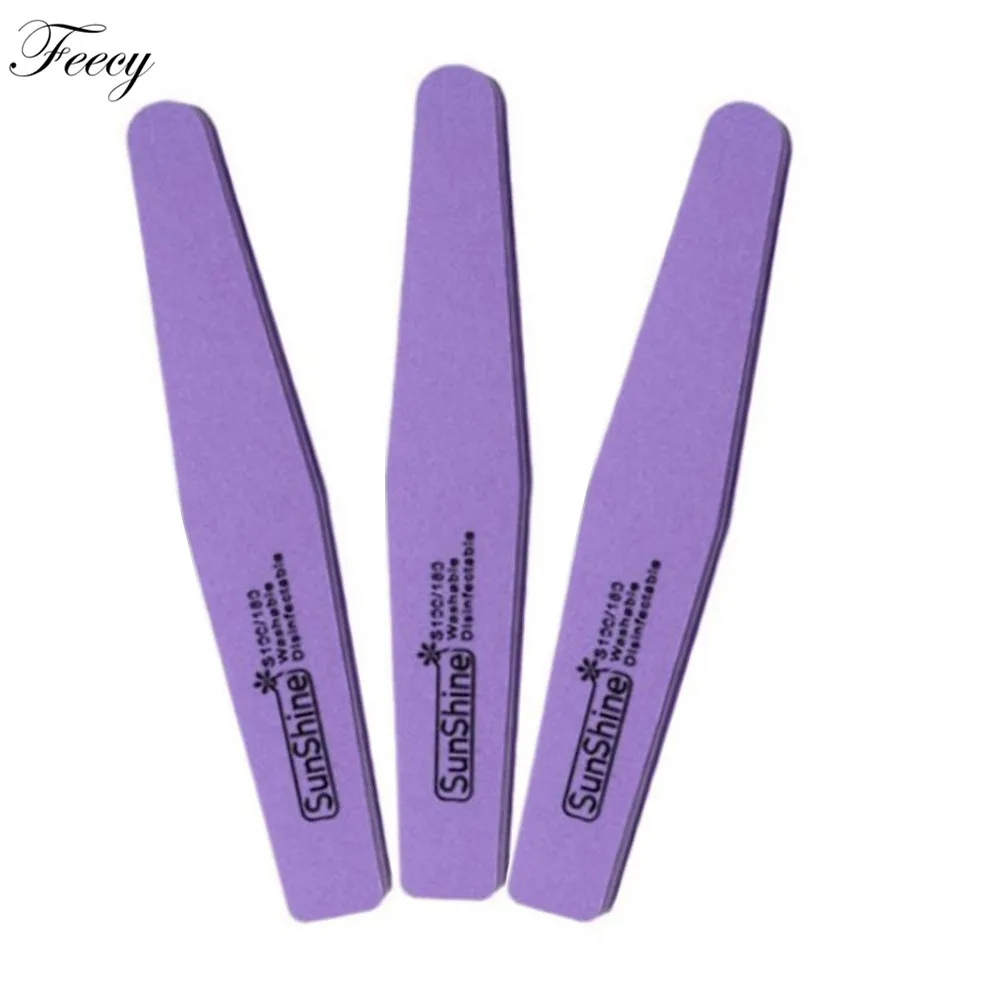 NF0301 Purple 3pcs Пилочка для ногтей с буфером, двусторонняя пилочка для ногтей с буфером, 100/180, триммер, липовый буфер, инструмент для нейл-арта, инструмент для нейл-арта - Цвет: NF0301 Purple 3pcs