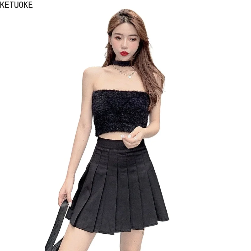 

Женская плиссированная юбка, трапециевидная школьная юбка с высокой талией, в Корейском стиле 90-х годов, весна-лето 2021