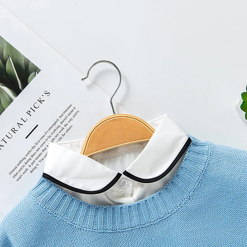 Linbaiway женские хлопковые Блузки рубашка с ложным воротником винтажный съемный