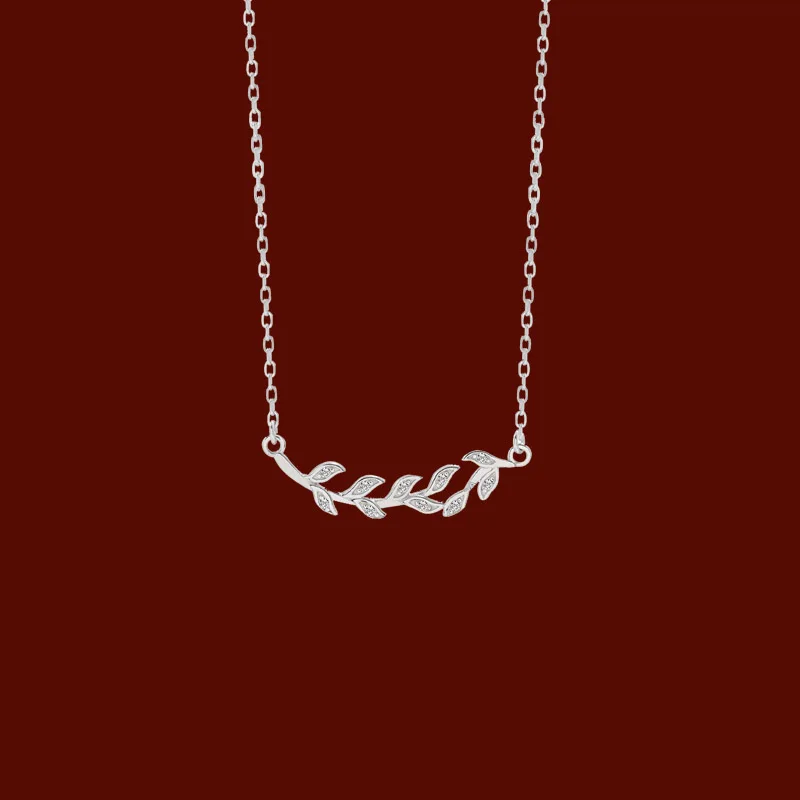 Реальные 925 пробы ожерелье в виде серебряного листа AAA блестящие циркон простой