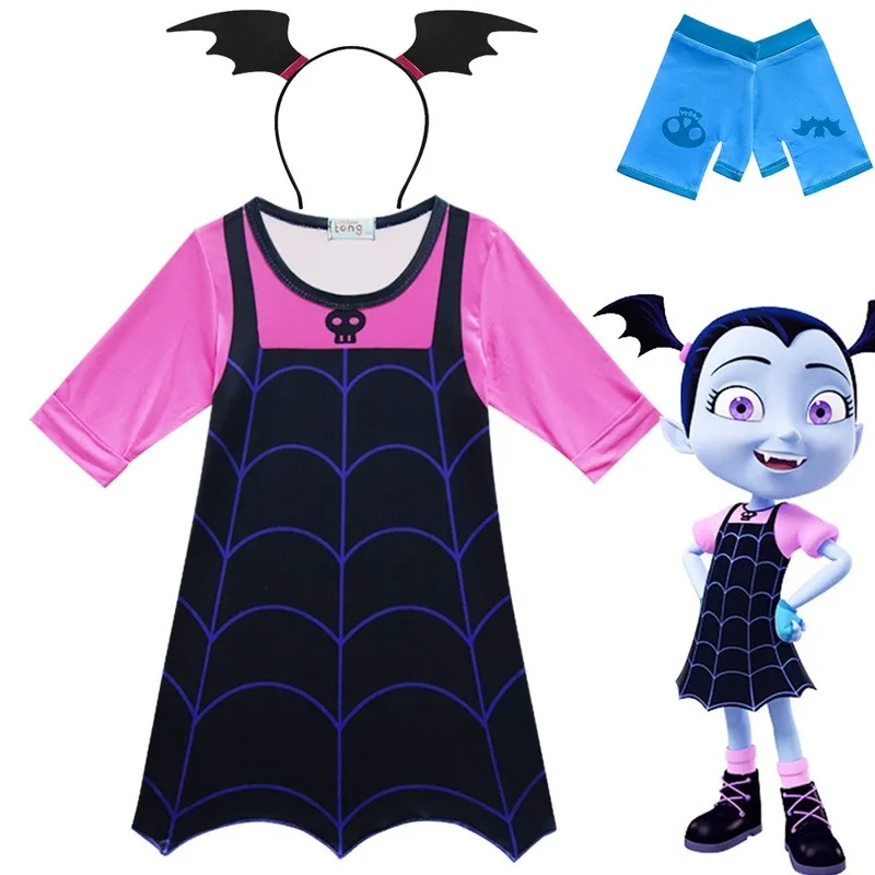 Vampirina/костюм для девочек; детское платье на Хэллоуин; детское Эксклюзивное платье; повязка на глаза для косплея; Маскировка; vetement Fille; Косплей