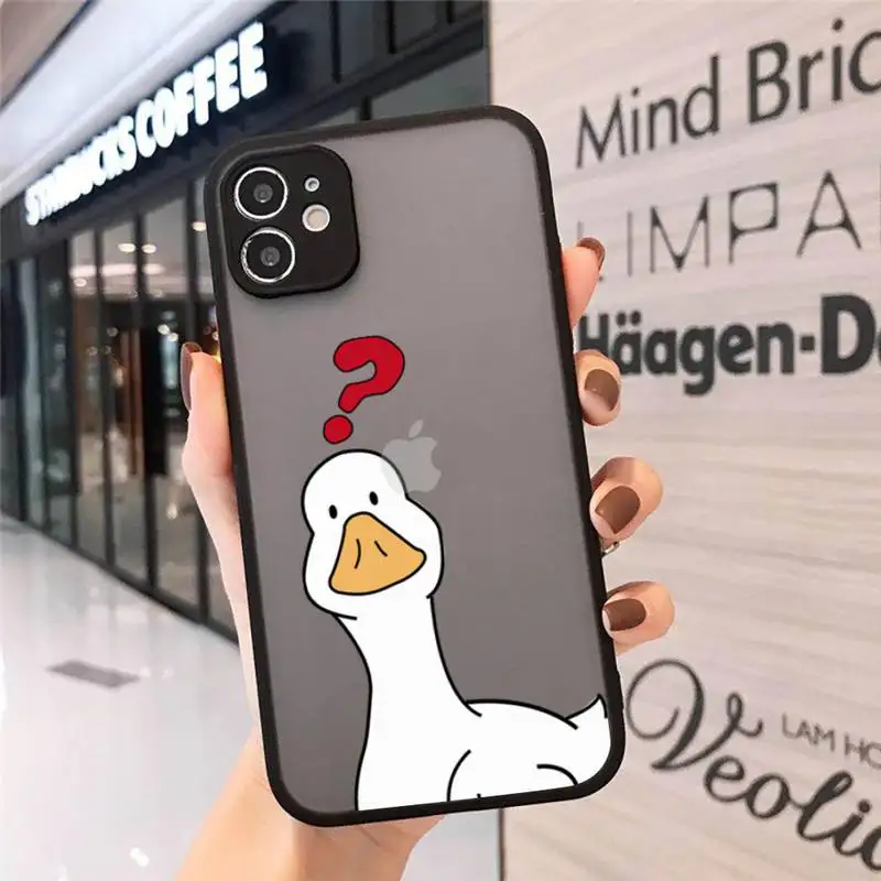 

Funny Creative Animal Duck Phone Cases Matte Transparent for iPhone 7 8 11 12 s mini pro X XS XR MAX Plus cover funda