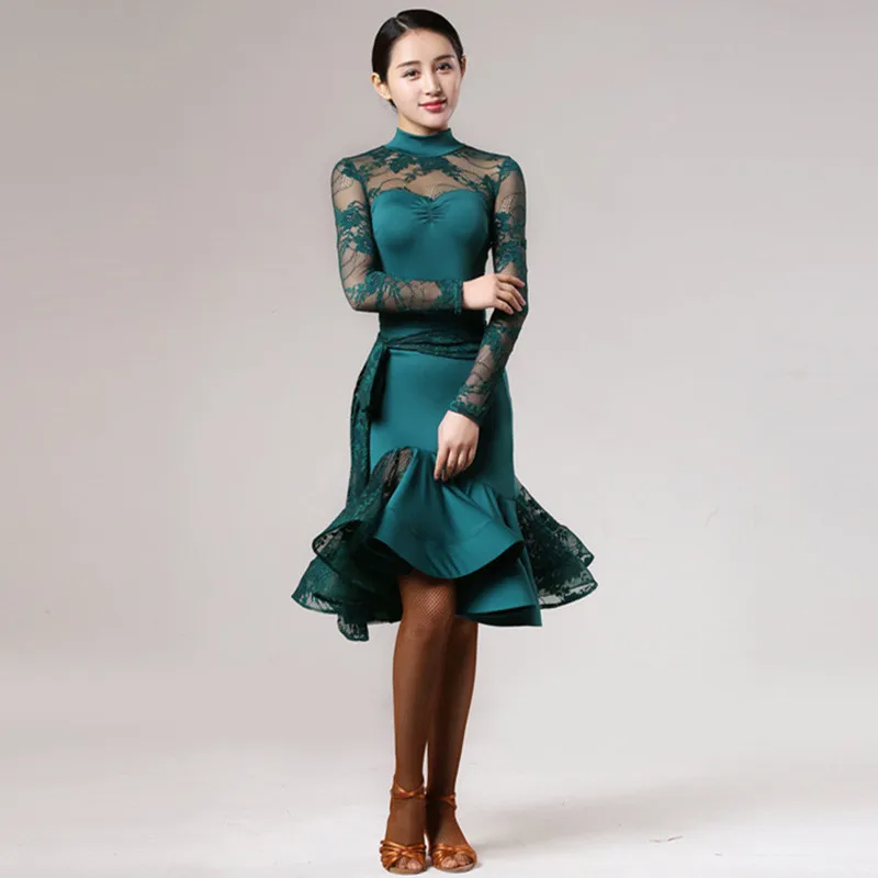 

Green Women Latin Dress Latin Dance Costumes for Women Latin Salsa Dress for Dance Competition Latin Dance Tango Dress Fringe