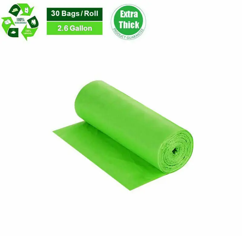 

1 Roll 30Pcs Biodegradable Bags Portable Camping Festival Toilet Home Clean Composting Plastic Trash Bag Green 45x55cm