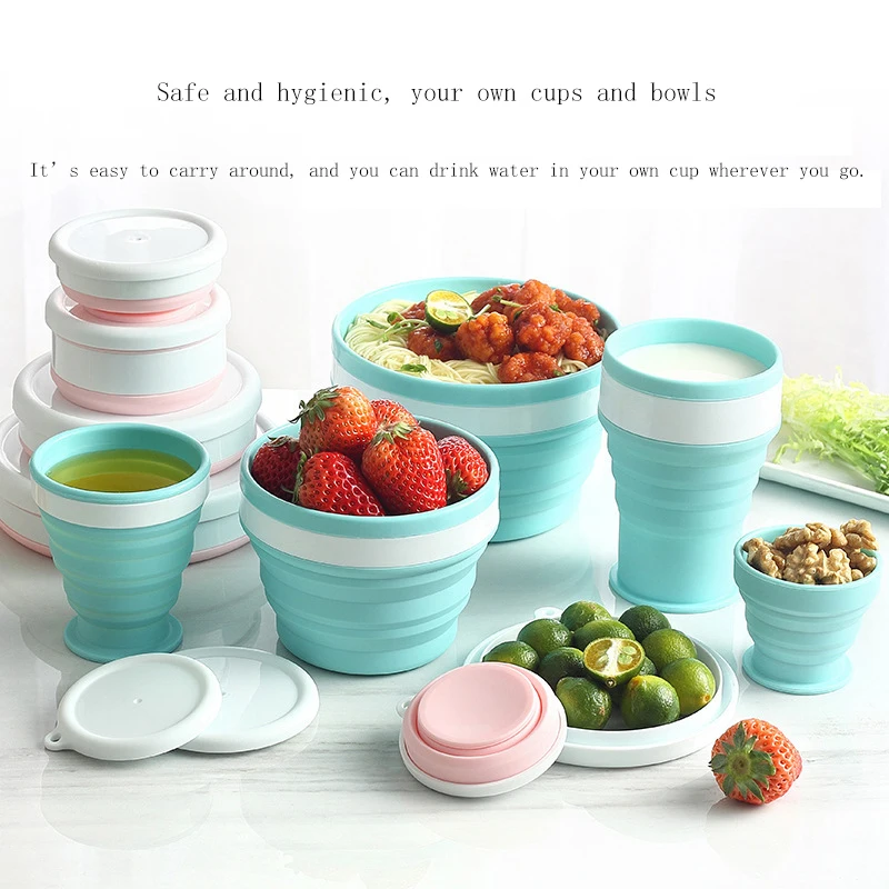 Выдвижные и портативные силиконовые складные чашки Чаши С пылезащитным