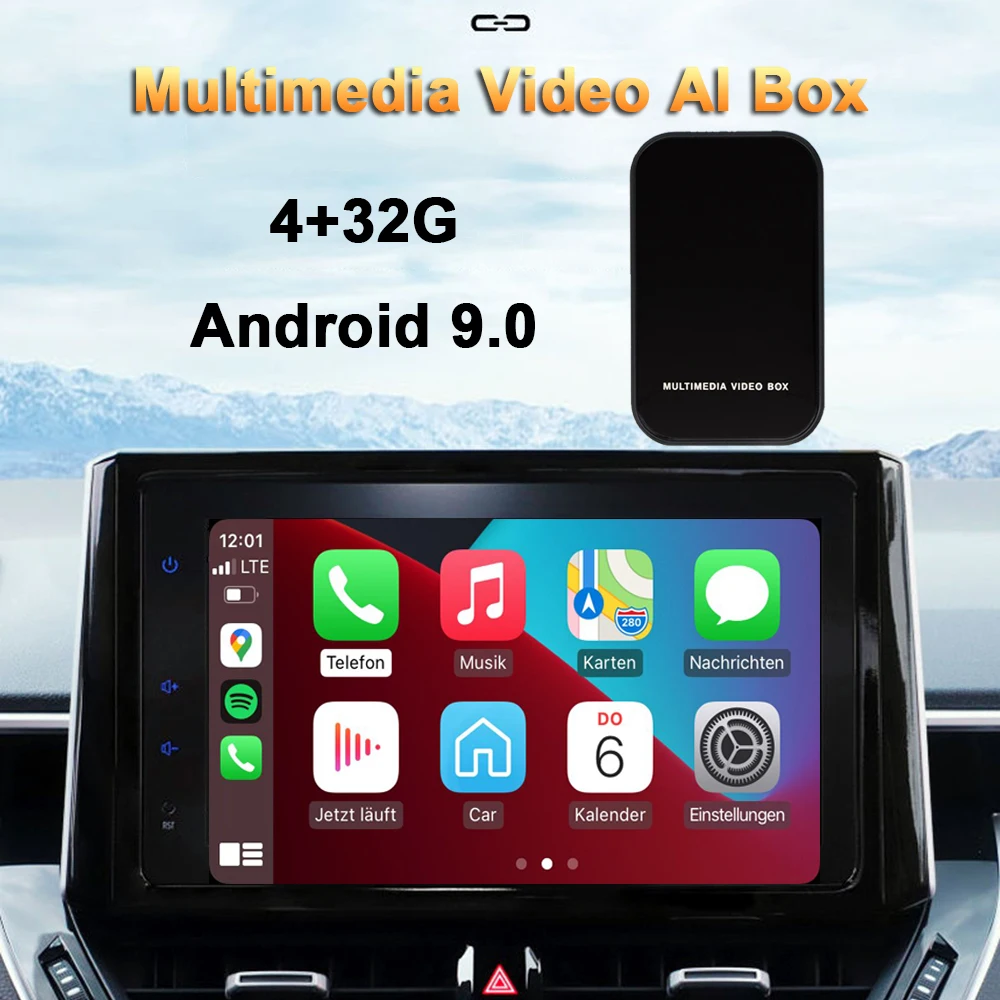 

Apple CarPlay AI Box беспроводной, 4 Гб + 32 ГБ, универсальный автомобильный Android 9.0 системный мультимедийный плеер, зеркальная ссылка, Plug and Play