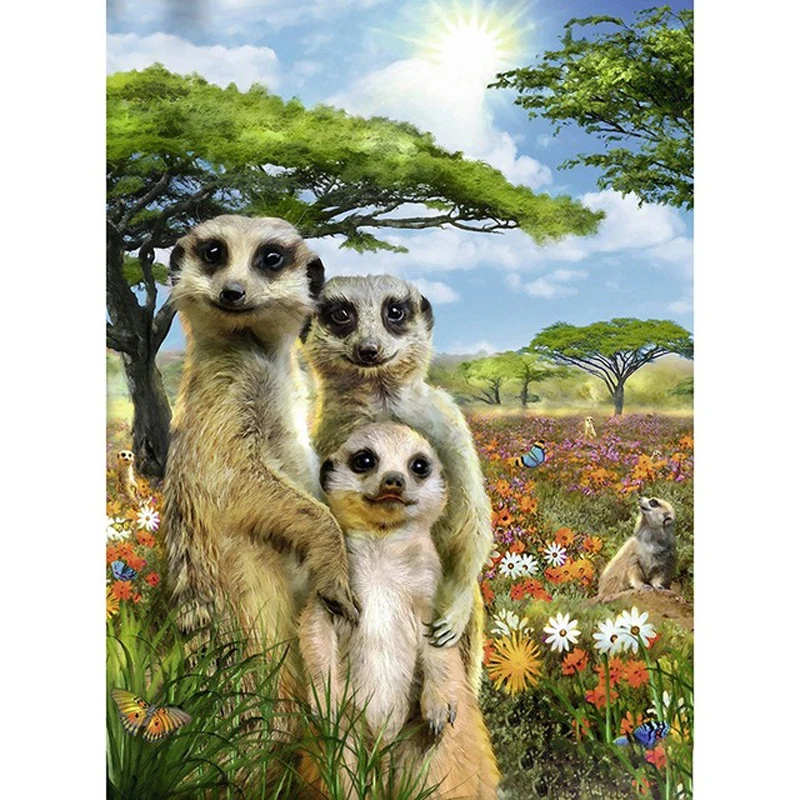 

Full Square/Round Drill 5D DIY Diamond Painting "Meerkat Family" 3D Rhinestones Embroidery Cross Stitch 5D Home Decor Gift