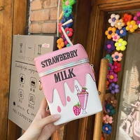 lemon strawberry yogurt straw box chain bag japanese cute girl cartoon one shoulder messenger small square bag