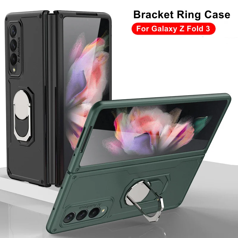

Bracket Case for Samsung Galaxy Z Fold 3 Armor Shockproof Phone Cover Ring Holder Hard Plastic Case For Galaxy Z Fold3