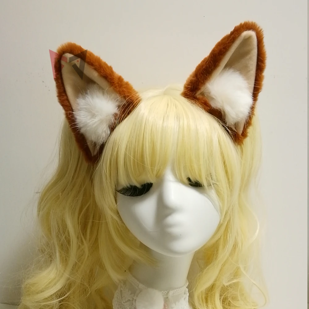 Обруч для волос с черными лисьими ушками Шпилька коричневыми косплея девушек и