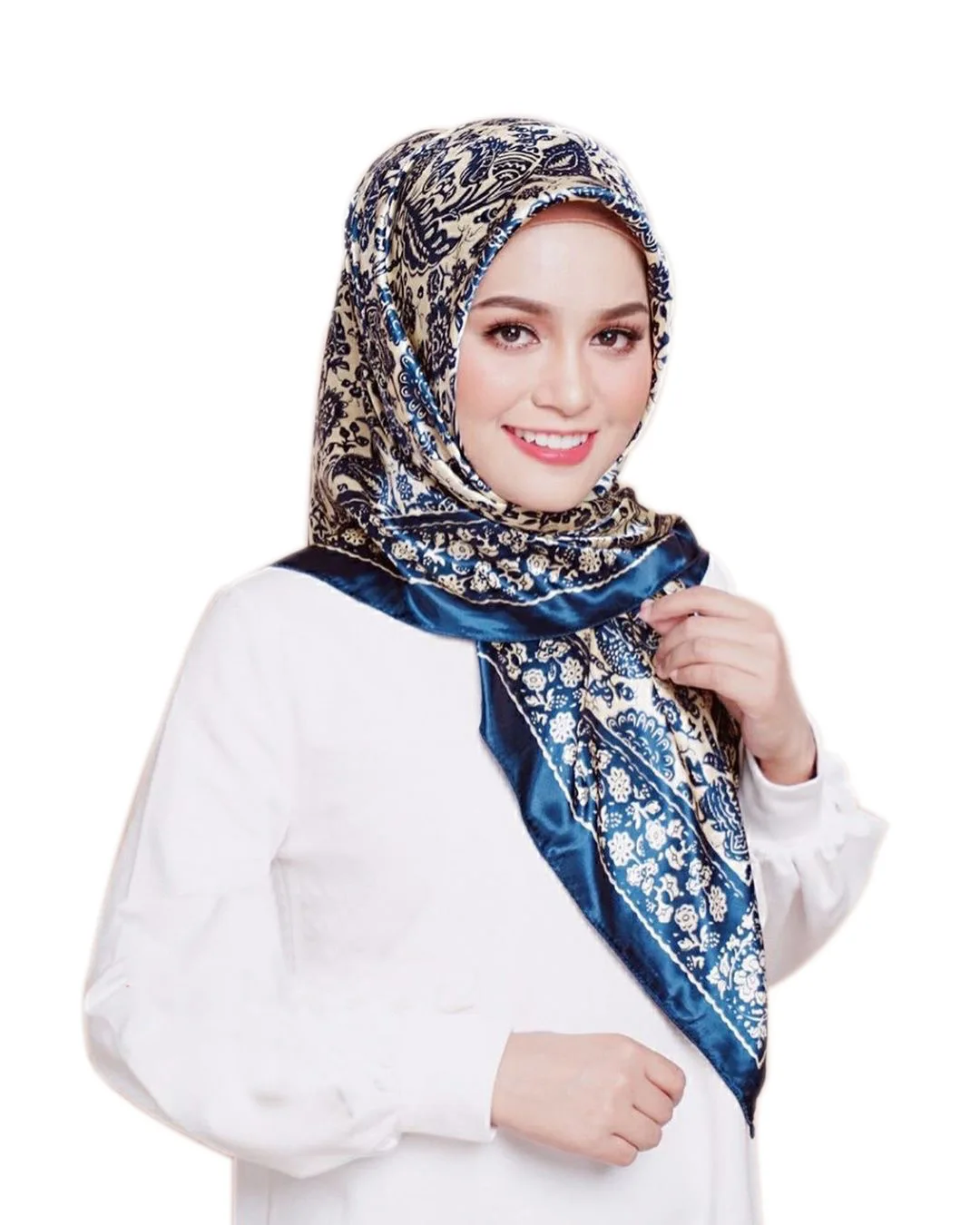 

Fashion Luxury flower Print Hijab Scarfs Foulard Square Head Scarves women