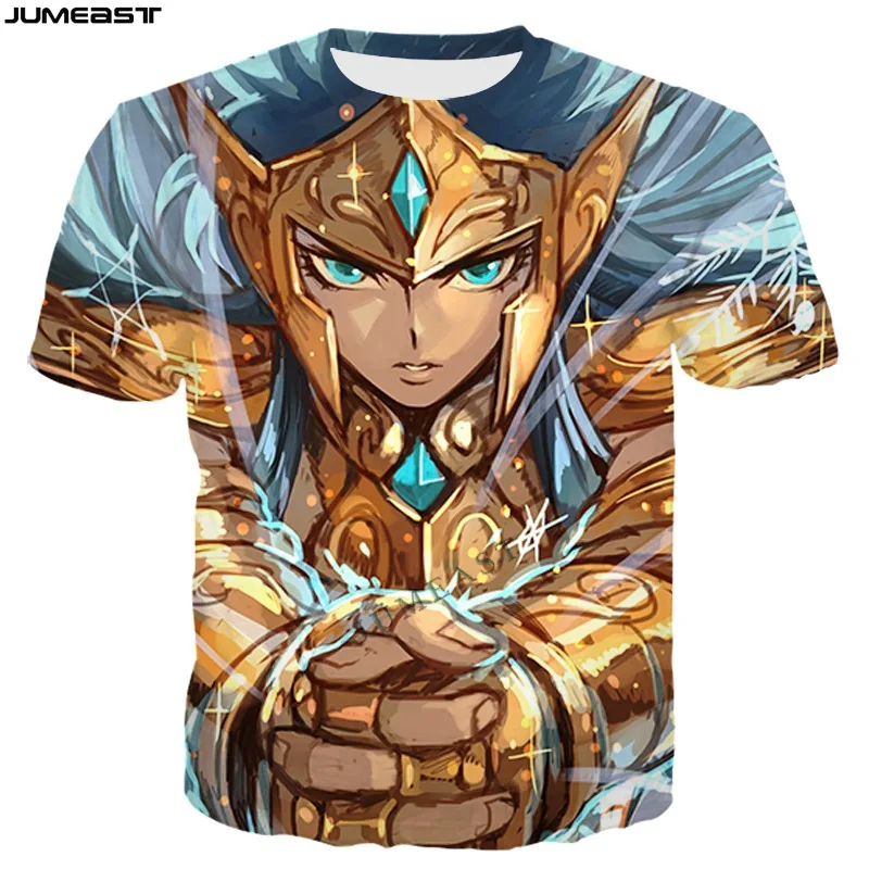 

Jumeast брендовая мужская женская футболка с 3D принтом мультфильм аниме Saint Seiya хип-хоп футболка с коротким рукавом спортивный пуловер Топы Фут...