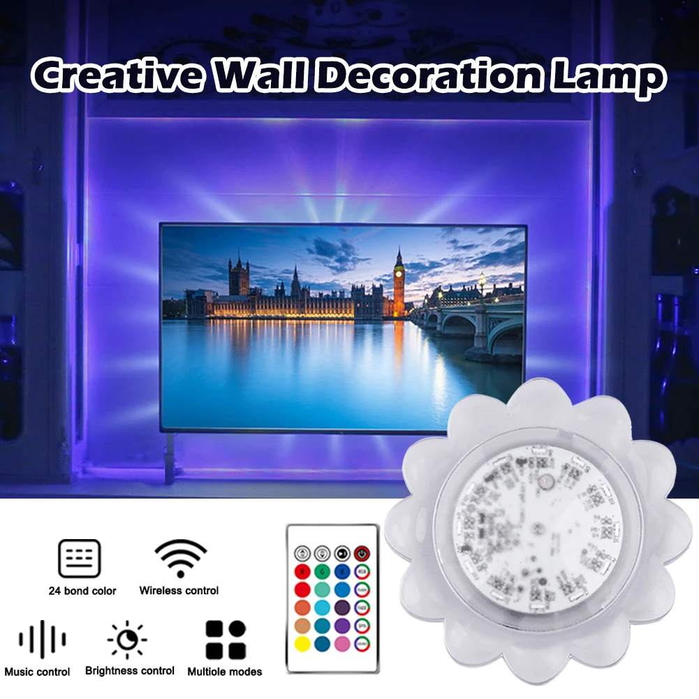 

Smart RGB LED Light Sound Sensor Remote Control TV Backlight Self Adhesive Wall Decor Light USB Powered for Bedroom Home Decor