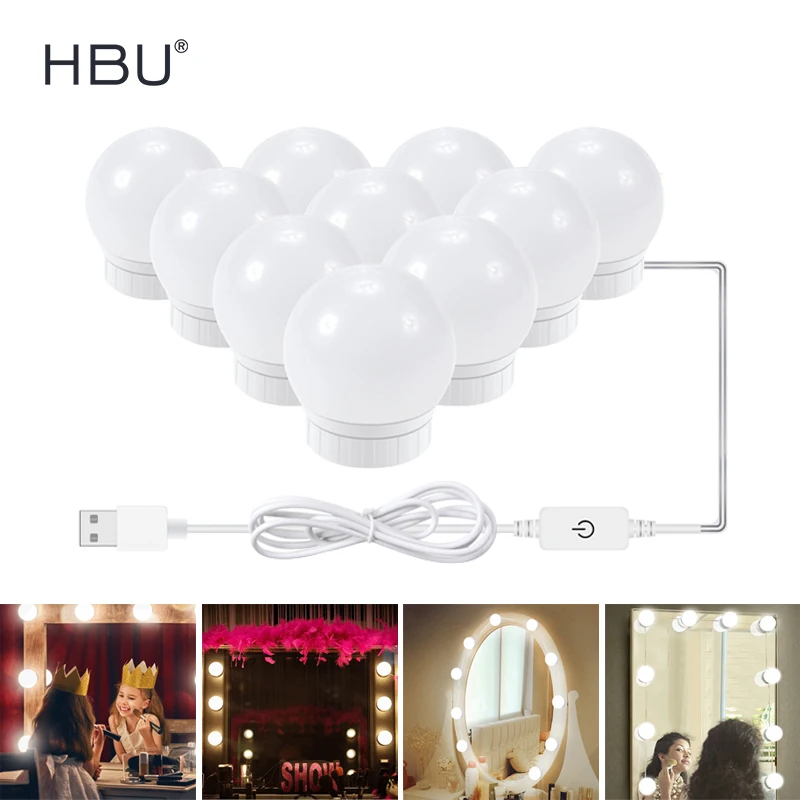 Mirror Light Vanity With Lights Led And Table Makeup Bulb 12V Plug Dimmable Touch Control Lighting Dressing decor | Лампы и освещение