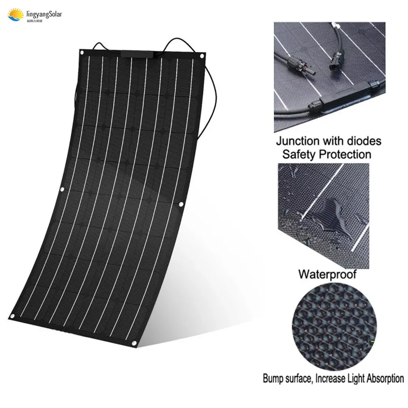 Полугибкая солнечная панель с тонкой пленкой 100 Вт | Электроника