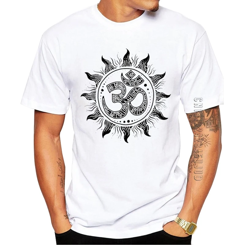 

100% Cotton New Arrivals Fashion Om Spiritual Symbol Men T-Shirt O Neck Tee Vintage Symbol Printed Graphic Tshirt Hipster Tops
