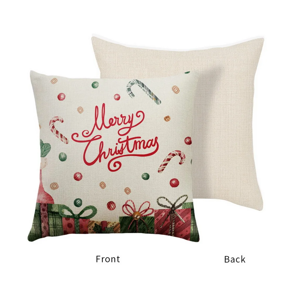 2020 New Christmas Deer Gifts Cotton Linen Throw Pillow Cushion Cover Car Home Sofa Decorative Pillowcase 45x45cm | Дом и сад