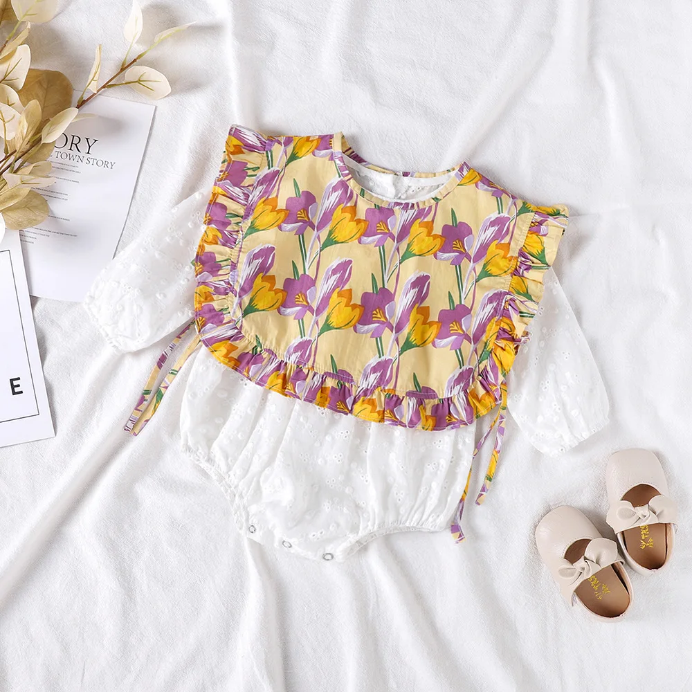 Одежда для малышей Детский комбинезон в Корейском стиле с цветочным принтом бохо