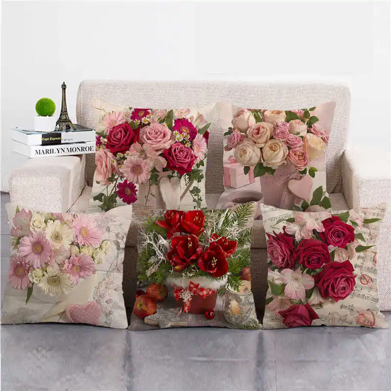 45 см * Счастливого Рождества Красивые розы цветы постельное белье/хлопок Чехлы на