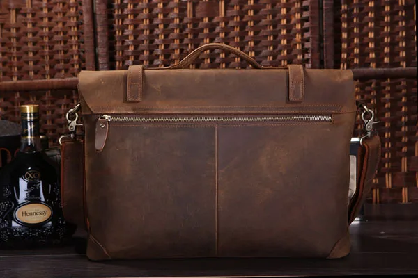 Винтажный Мужской портфель Nesitu из натуральной кожи Крейзи Хорс сумки