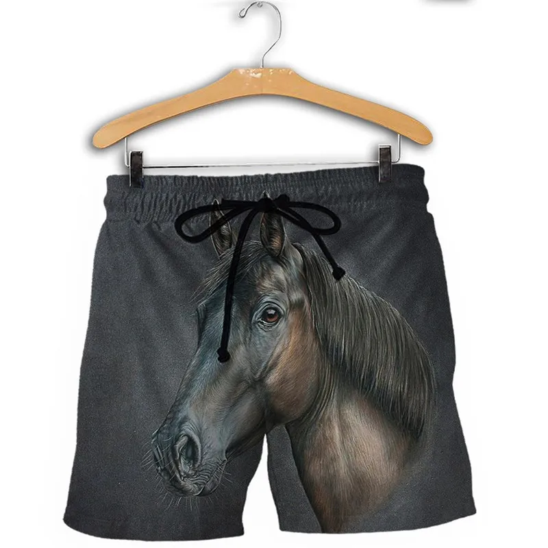 

3D printing grey horse fashion casual Street hip hop shorts trendy beach shorts