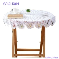 hot handmade crochet white table cloth cover lace cotton round tea coffee kitchen tablecloth home party christmas wedding decor