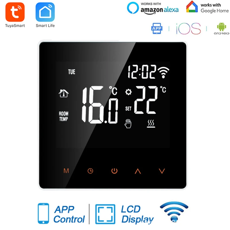 

Tuya WiFi Smart Thermostat LCD Display Touch Screen for Electric Floor Heating Water/Gas Boiler Temperature Remote Controller