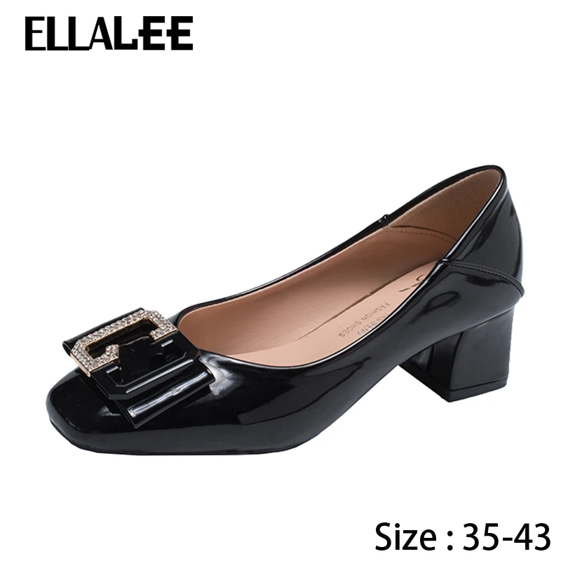 Кожаные туфли Женская обувь для осени 2020 девушек и дам сладкий квадратный носок