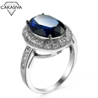 womens 925 silver treasure blue zircon ring engagement wedding birthday gift