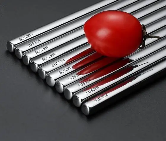 100 пара/лот пищевой топ 304 нержавеющая сталь посуда палочки для еды из