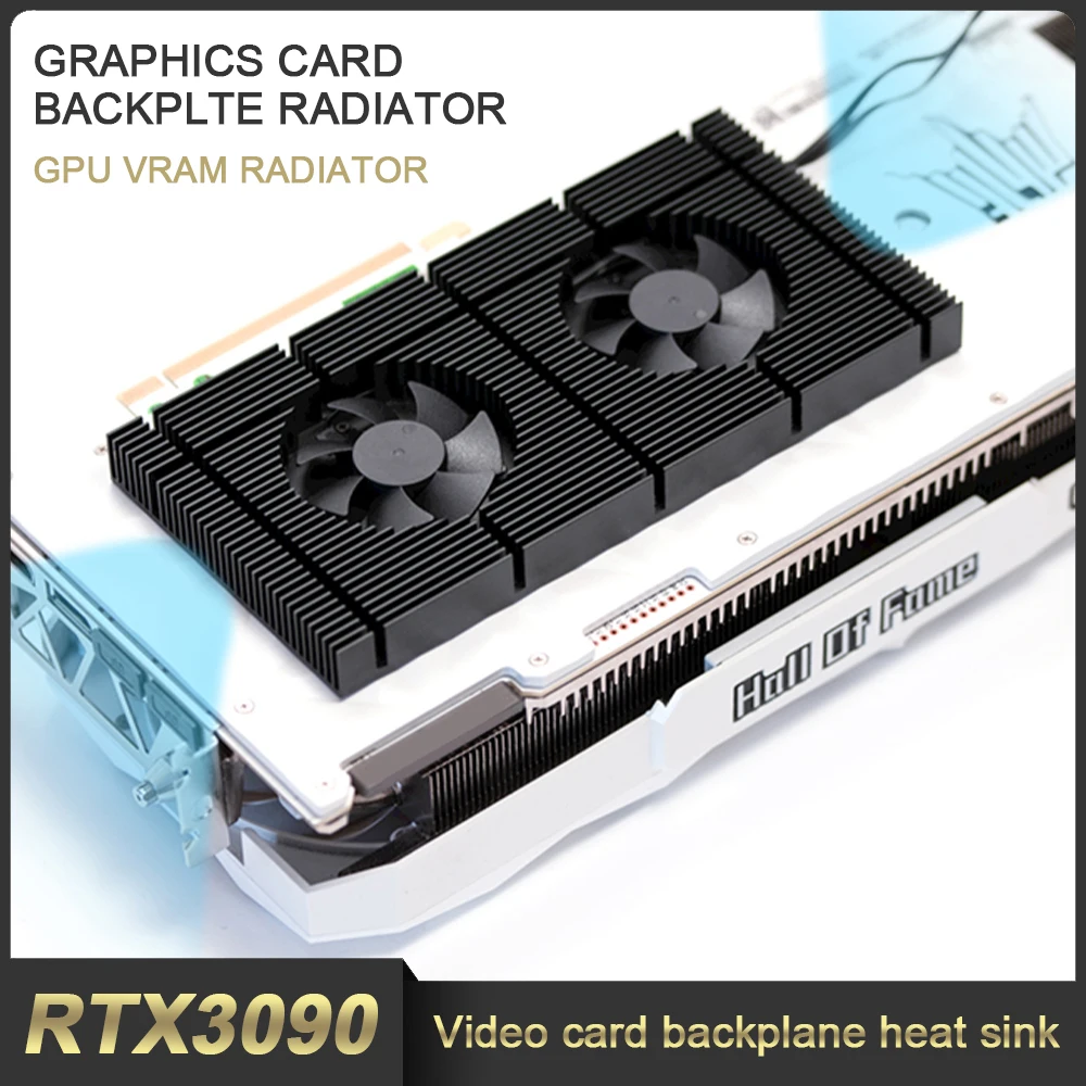 

GPU Backplate Radiator Graphics Card Backplane Memory Cooler Dual PWM Fan VRAM Heatsink for RTX 3090 3080 3070 Series Cooling