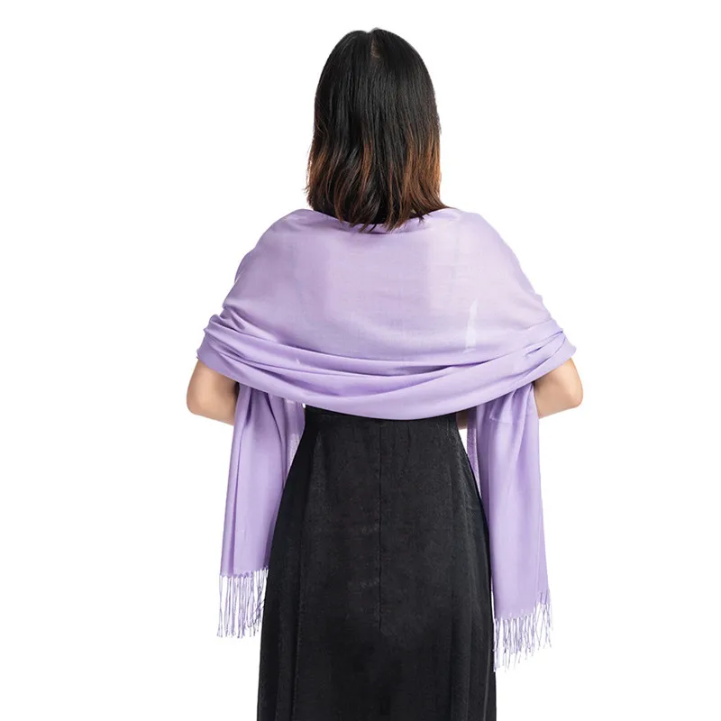 Женский шарф шаль женская тонкая вечерняя свадебная однотонная кисточка