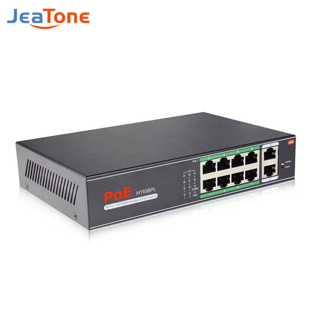 Jeatone PoE коммутатор 8 портов сетевой 48 В 2 + s Ethernet IEEE 802.3af/at для IP камеры/беспроводной