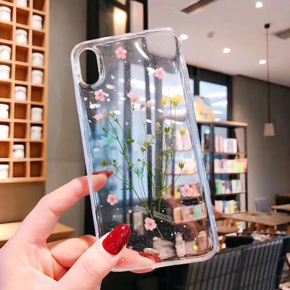 Прозрачный чехол для телефона с настоящими высушенными розовыми цветами iPhone 11 Pro
