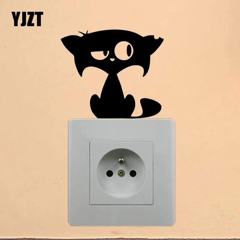 YJZT забавный кот узор виниловые наклейки в виде Фотообоев c переводными