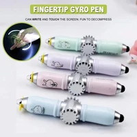 2 in1 led rotating touch screen fingertip pen multifunctional fingertip gyro pen rotating pen blue ballpoint pen holiday party