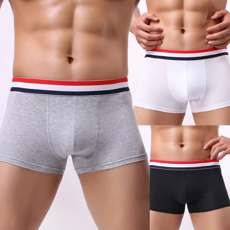 2021 Fashion Sexy Men's Boxer Solid Cotton Breathable Mens Elastic Underwear Men Boxers Shorts Bulge Pouch Soft Male Underpants