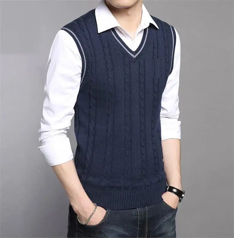 Men Sweater Winter&ampspring Jacket Mens Pullovers Sleeveless Knitted Gentleman Vest Male Elegant Casual Designe | Мужская одежда