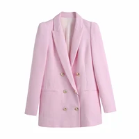 2021 new women blazer double breasted long sleeves fashion casual elegant chic lady woman long blazer suit