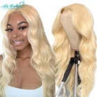 Блонд 613 волнистый парик с закрытием шнурка бразильский предварительно выщипанный 5x5 парик с закрытием для черных женщин Ali Grace блонд 613 цвет парик для волос