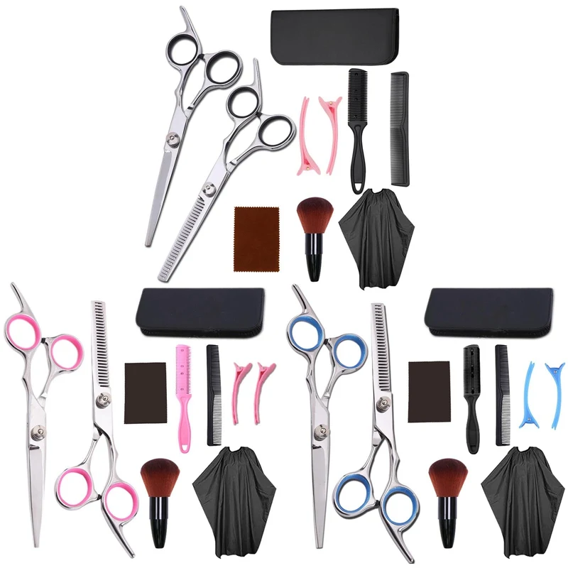 

10Pcs/set Hair Cutting Scissors Set Cut Hair Cutting Salon Scissor Thinning Shear Hair Razor Comb Clip Hairdressing Professional