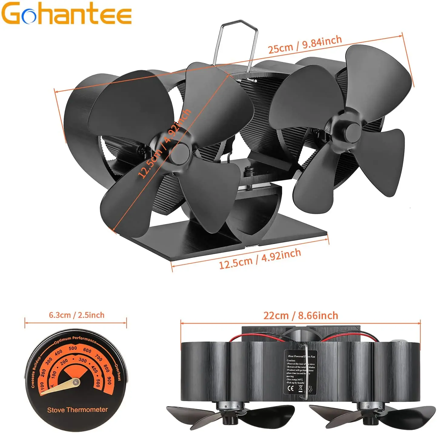 1 set Double Headed 8-blade firewood fireplace fan Heat Powered Wood Burner Eco Stove Fan Quiet камин chimeneas sin calor |