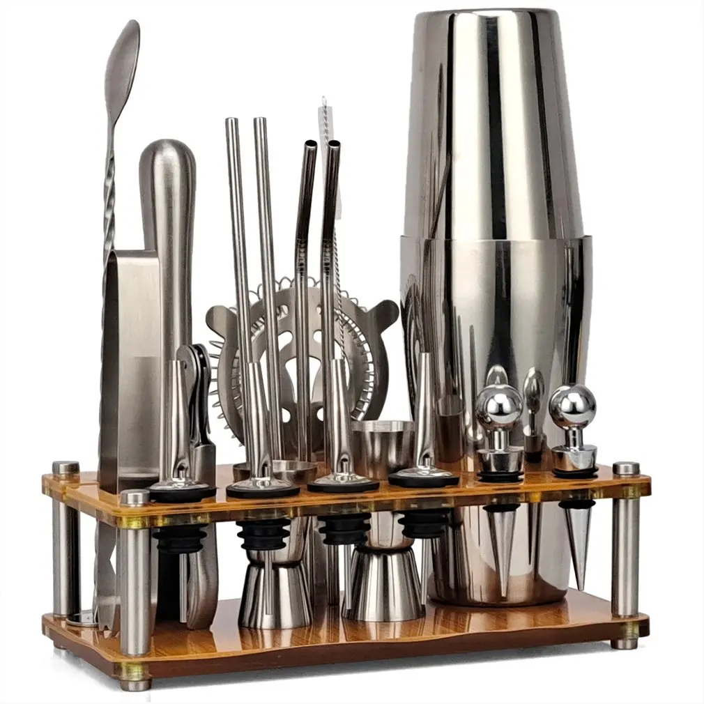

20Pcs/Set Cocktail Shaker Bartender 750ml Stainless Steel Professional Cocktail Shaker Set Home Party Bar Cocktail Bartender Kit