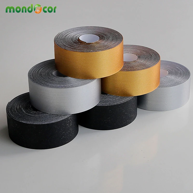 

Silver Black Waist Line Kitchen Wall Corner Gap Stickers Sealing Foil Tape Sticker Waterproof Floor Seam Stairs Ground PVC Decor