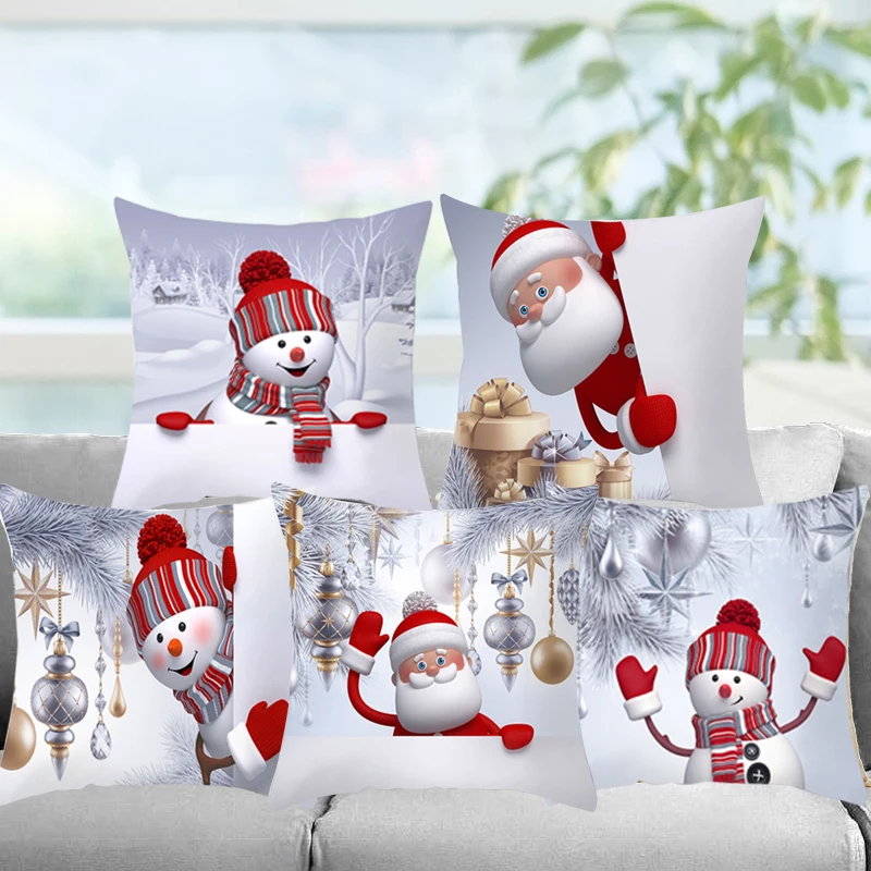 Мультяшные подушки Чехол 45*45 новогодние накидки на милые с изображениями