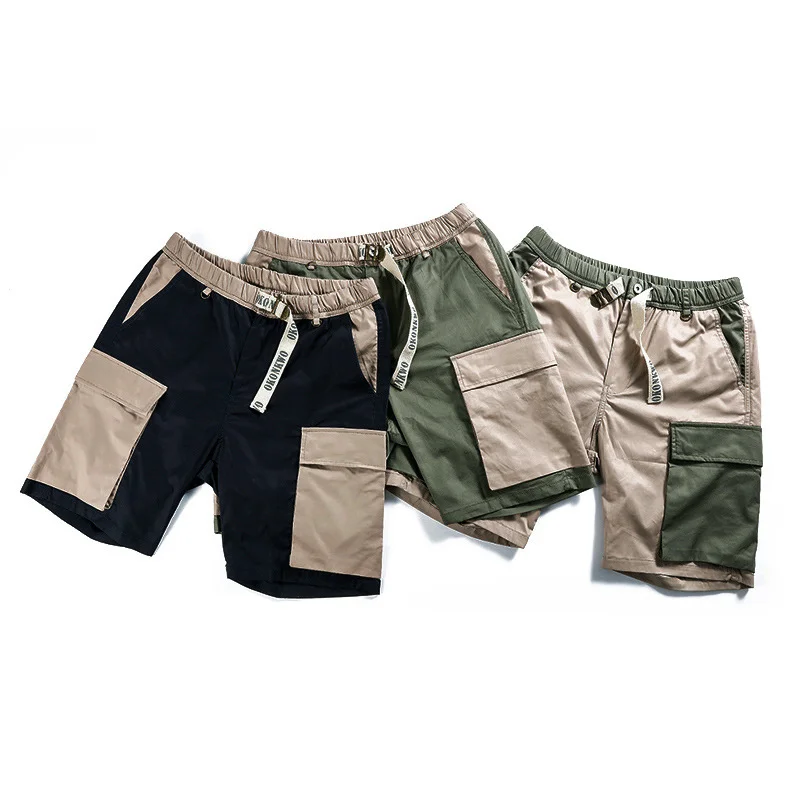 Шорты-карго мужские с эластичным поясом повседневные свободные штаны