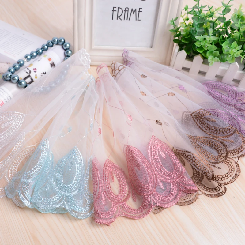 

12meters net Skirt sofa embroidered lace curtains DIY clothing accessories embroidered fabric trim african net lace
